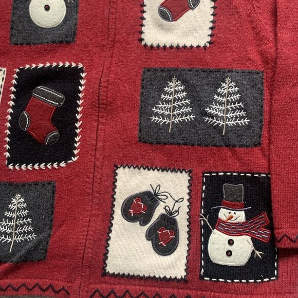 Croft & Barrow Women's Full Zip Christmas Sweater Size1X Embroidered Snowman Red - Picture 3 of 9